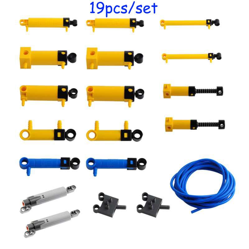 Pneumatic Building Blocks Kit Pump Cylinder Push Rod Switch Hose Air Tank Compatible With legoeds Pneumatic Parts