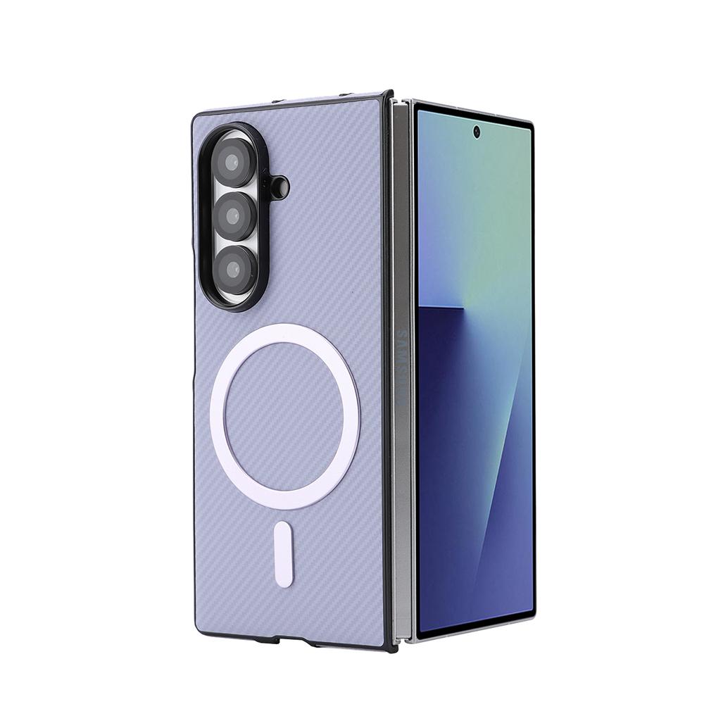 Ударопрочный Ультратонкий Кожаный Чехол из Углеродного Волокна Для Samsung Galaxy Z Fold 7 6 5 4 3 Ретро Бизнес Магнитный Для Magsafe Чехол