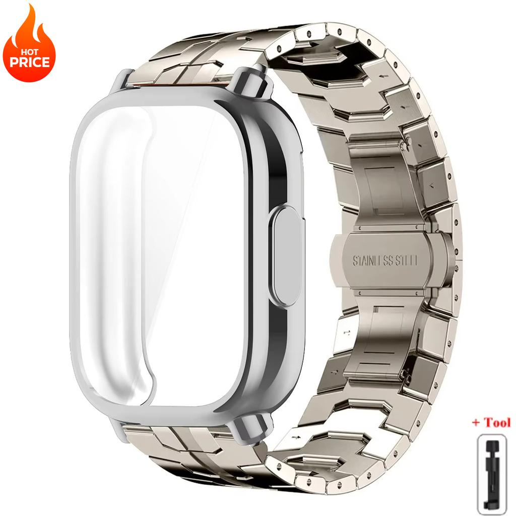 Чехол+Ремешок Для Redmi Watch 5 Active Мягкий ТПУ Чехол Для Xiaomi Redmi Watch 5 Lite Роскошный Металлический Ремешок Для Часов Браслет из Нержавеющей Стали