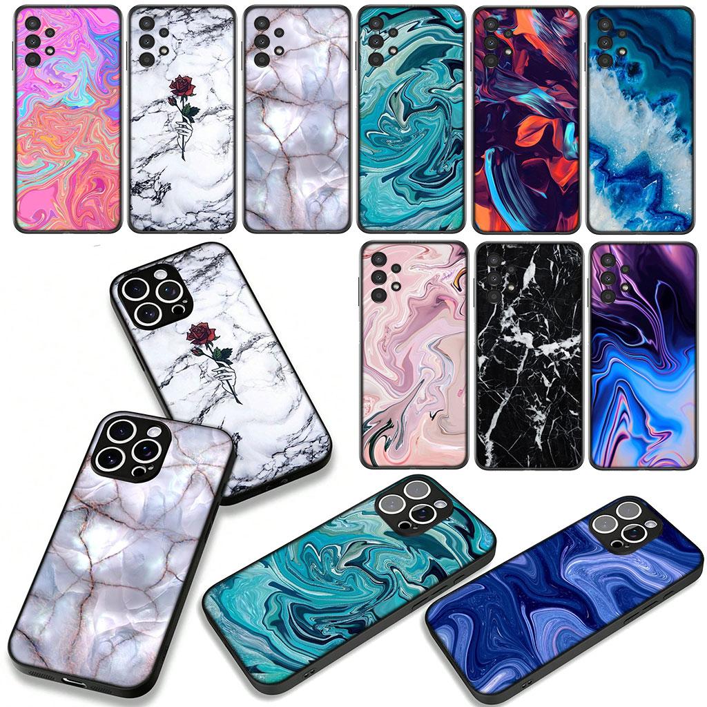 Для Samsung Galaxy A25 A37 A57 A12 A14 A50 A51 A70 A71 A72 A21S A04 M15 Note 20 9 8 10 Чехол Мраморная текстура Цветочные обои