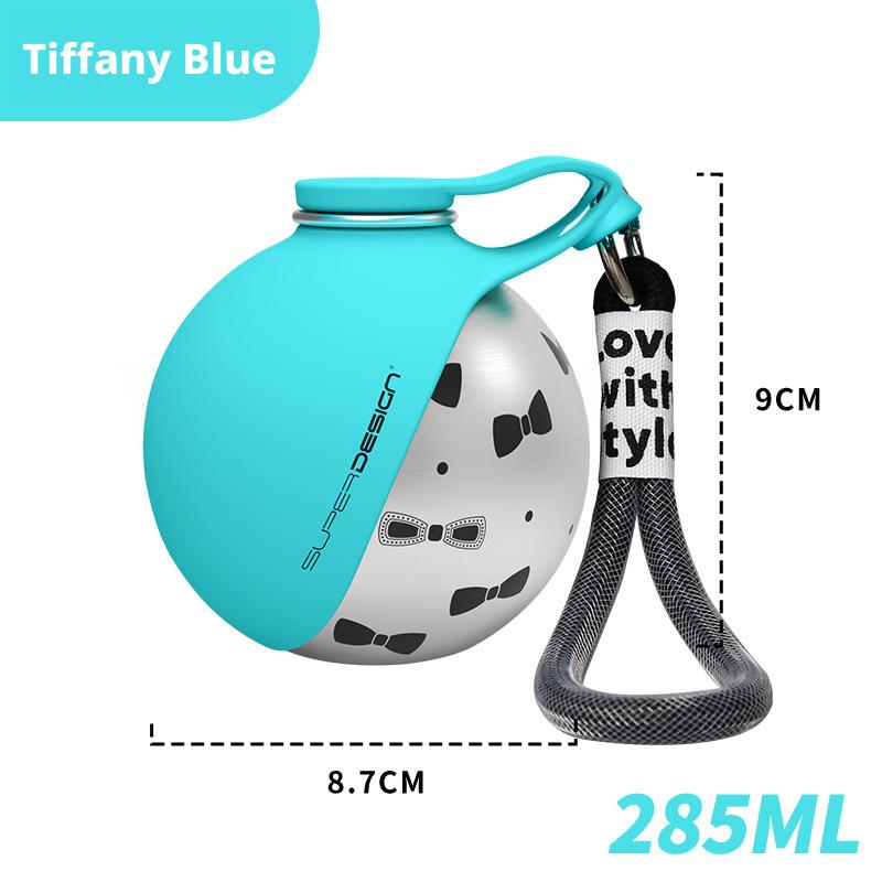 Portable Dog Water Bottle Leak-Proof Compact Small Dog & Cat Travel Water Bottle Stainless Steel Bottle 2-in-1 Dog Feeder
