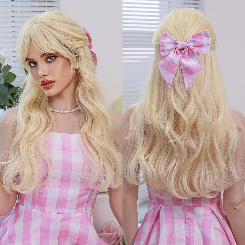 Professional  WIGS Barbie Wig Long Blonde Wigs for Women Daily Party Loose Synthetic Body Wave Hair Wig for Girls Halloween Cosplay