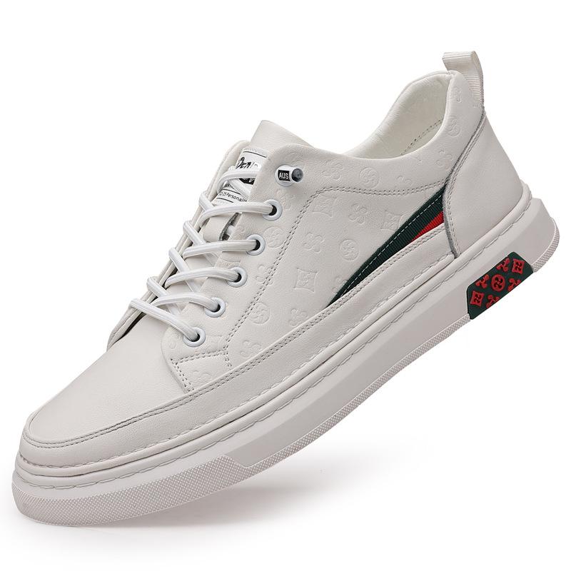 2025 Весна и осень Новые мужские повседневные кожаные туфли Мужские кожаные дышащие маленькие белые туфли Молодежные туфли Tide Board Shoes 2025