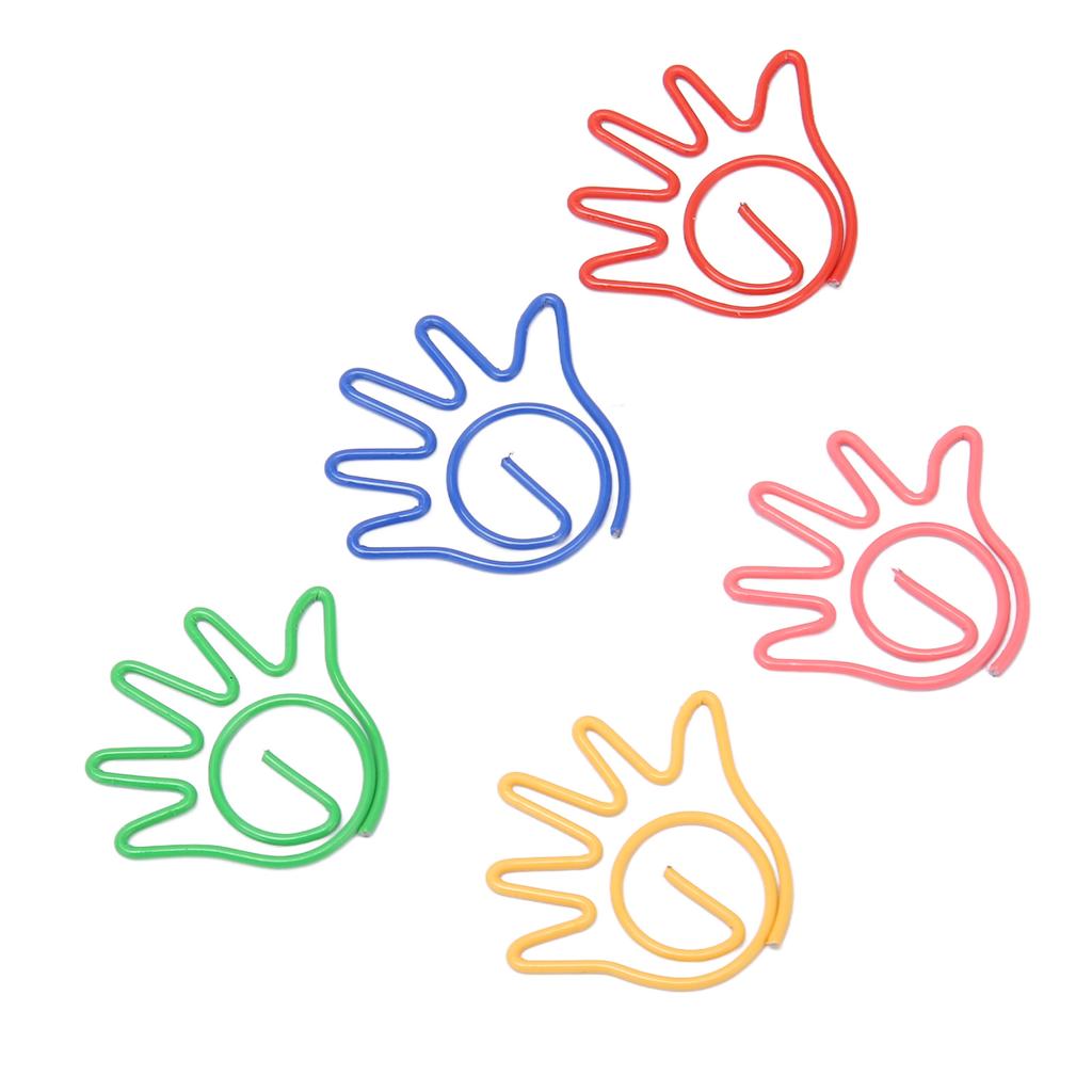 100 шт. милые скрепки в форме руки, разные цвета, гальванизированные, необычные скрепки для семьи 