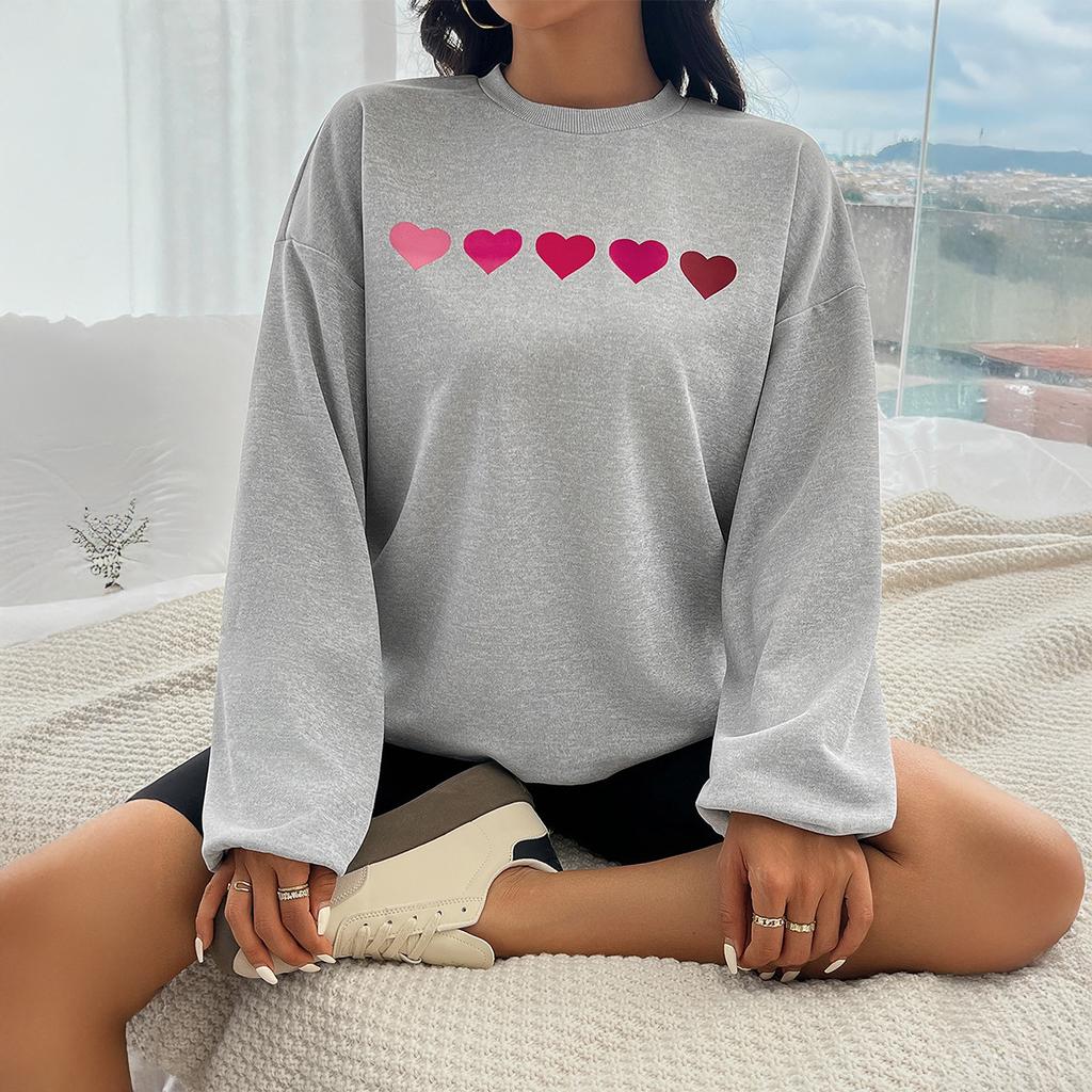 Женская осенне-зимняя трикотажная повседневная свободная толстовка с длинным рукавом с принтом