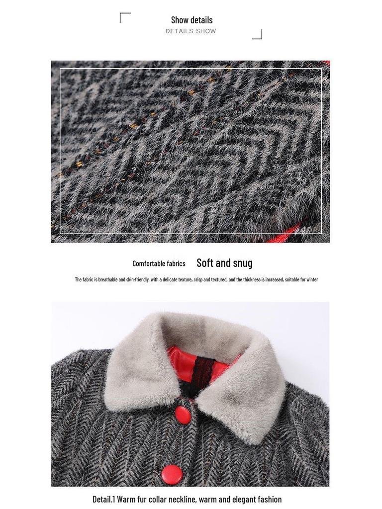 Мамино шерстяное зимнее пальто средней длины для женщин среднего возраста