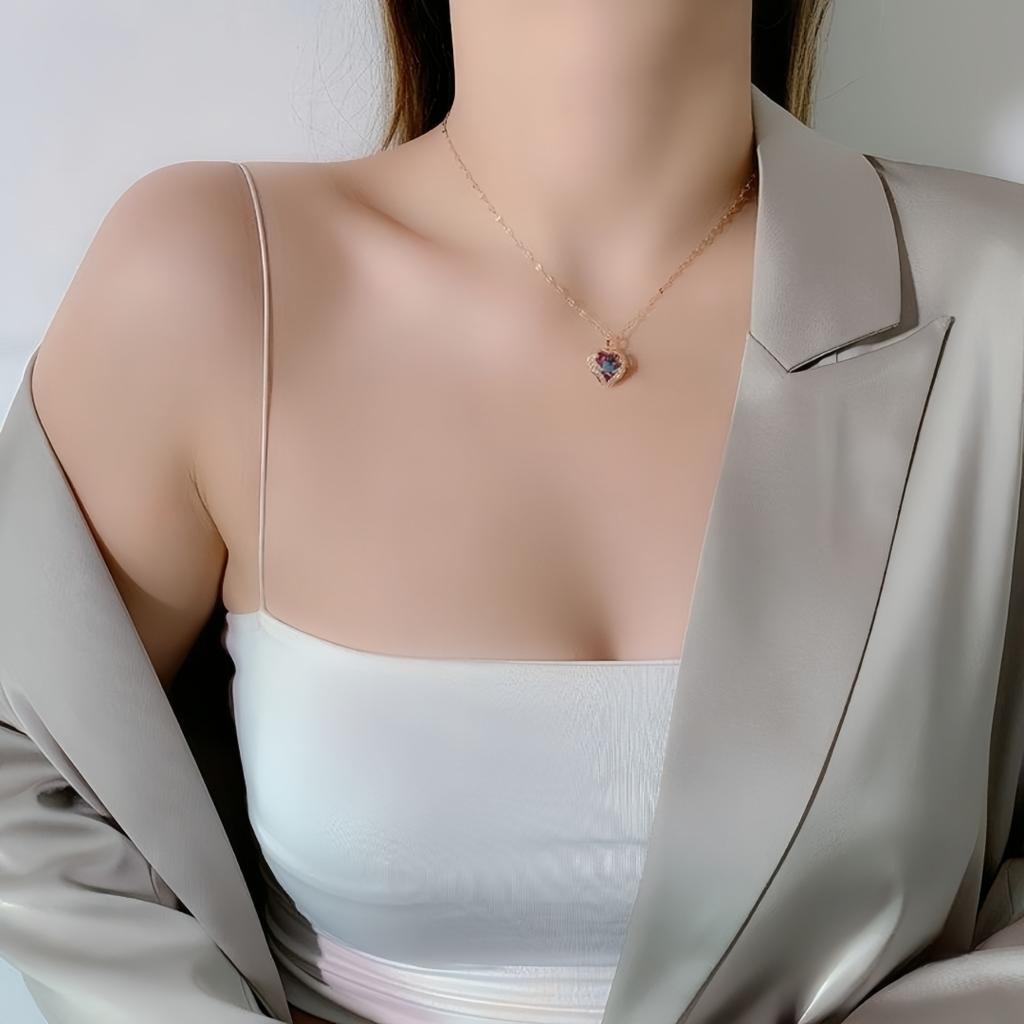 Ожерелье с подвеской в виде хрустального сердца для женщин, корейская цепочка на шею, свадебные украшения, аксессуары