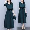 Весенне-летние элегантные платья для женщин, однобортная темпераментная рубашка, платье большого размера, уличная одежда, осенняя одежда, женская одежда