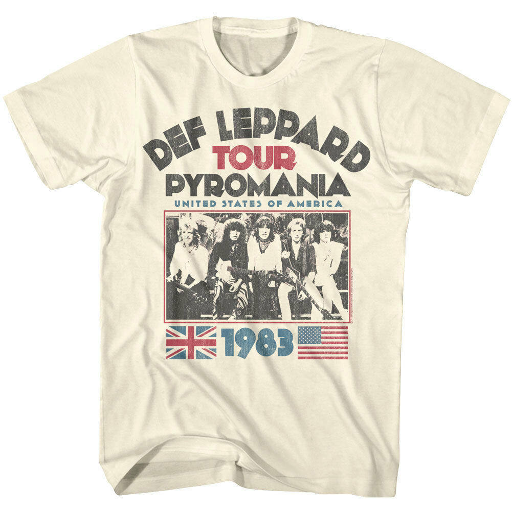 Fit 1980s Def Leppard Men's T-shirt with Leopard Pattern Directly Sprayed