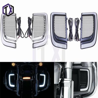 Светодиодные ДХО и указатели поворота для нижних обтекателей Harley Street/Road King/Electra Glide (14-21)