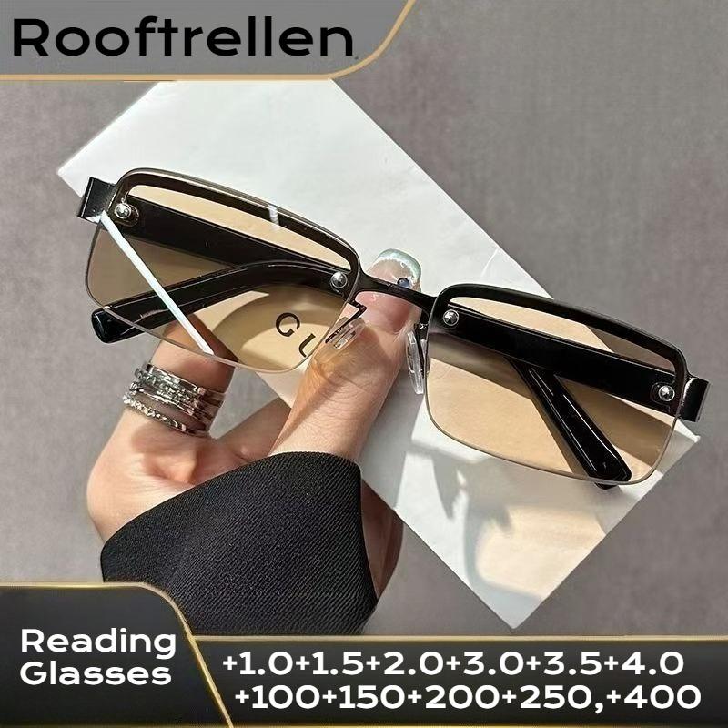 Fashionable 2PCS New High Quality Half-Rim Reading Glasses Men ladies Crystal Glass Lens Presbyopia Glasses with Grade +1.0 +1.5 +2.0To +4.0