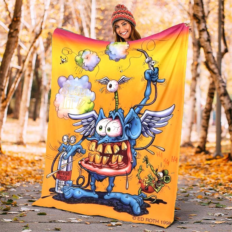 Rat Fink Power Flannel Blanket Soft All-Season Throw, Design for Camping, Car Travel, Hiking Sofa, Bed, Office Perfect Gift for Parties