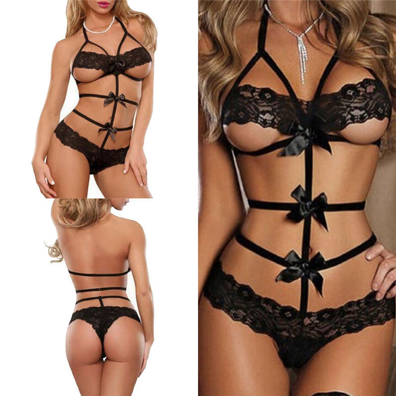 1 Pcs Sexy Bow Cutout Siamese Lingerie