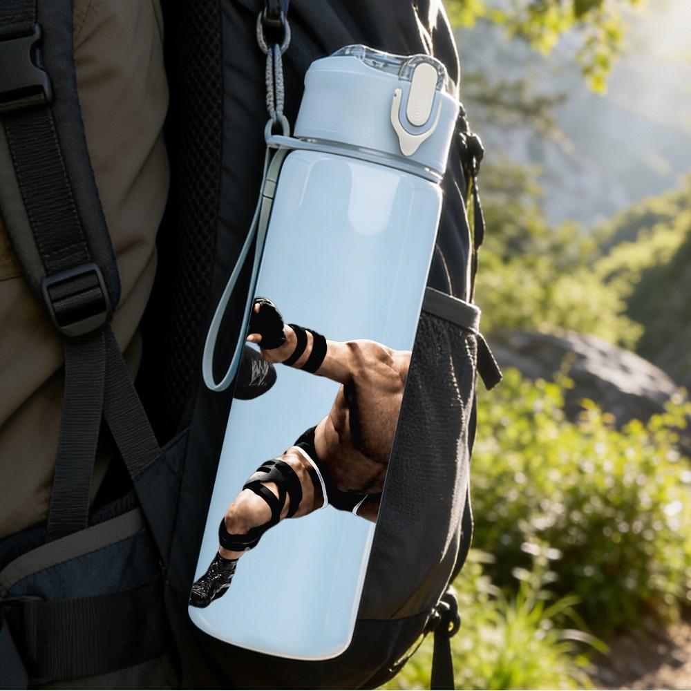 1PC Wrestler Fighter Male 750ml sports water bottle leakproof straw lid outdoor office home