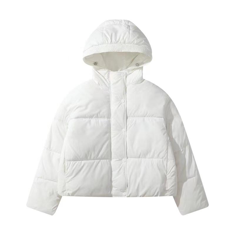 Qishki Moda Keng Ayollar Qisqa Palto Gul Kapushonli Issiq Qalinlashtirilgan Jaket