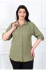 Women's Style Plus Size Shirt Khaki Soft Linen Big Size Shirt