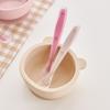 Little Cloud 2 Types of Baby Silicone Heart Baby Food Spoons + Case Set, Sand Beige, Dry Rose, 1 Set