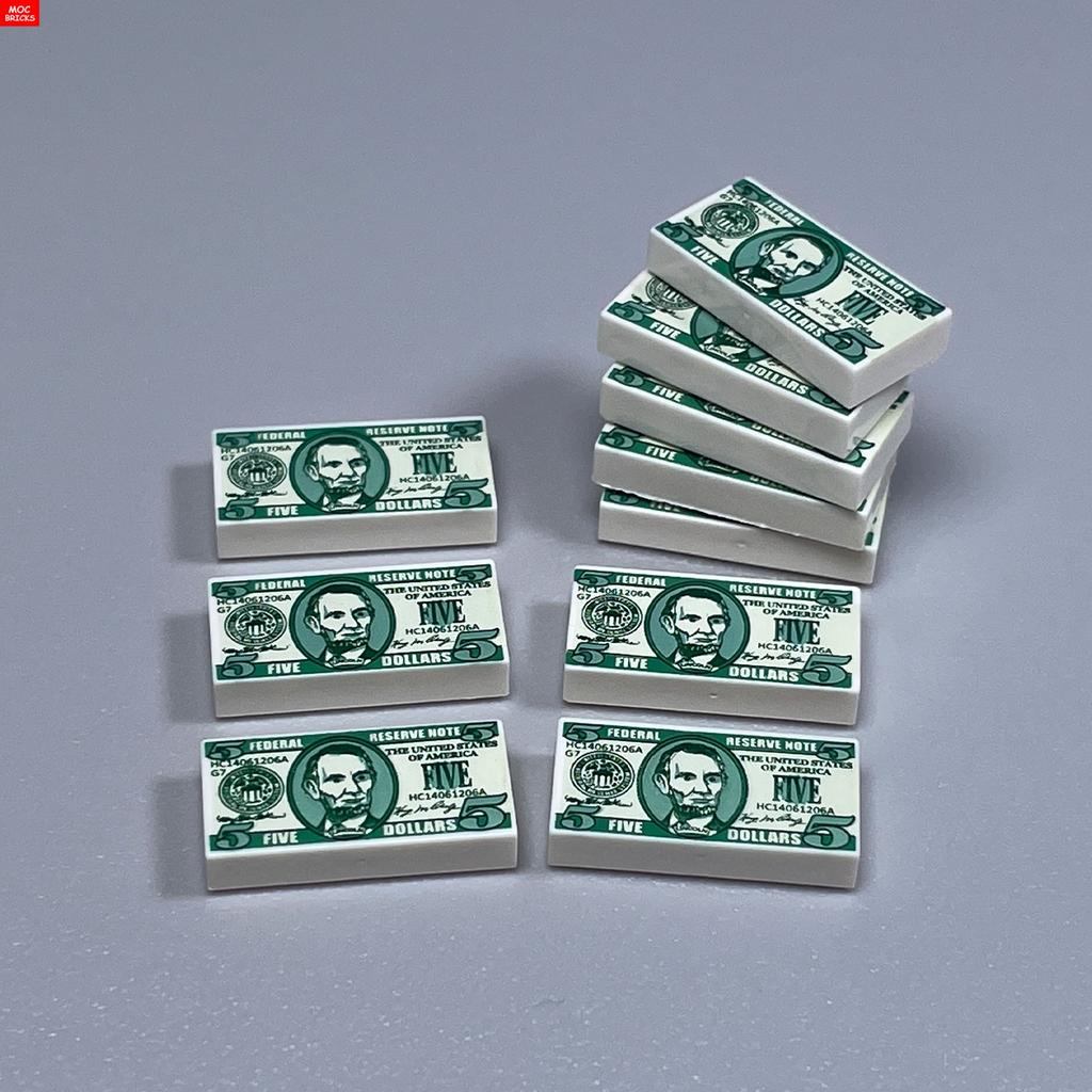 Нетоксичные кубики Moc Город Ужасов Золотой Серебряный Пистолет для Денег Монеты Мешок с Долларами Портфель Фигурка 4 см Аксессуары Полиции Строительный Блок Детские Игрушки
