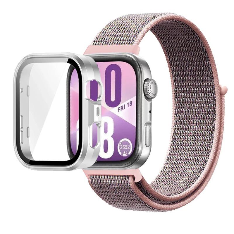 Нейлоновый ремешок + ПК-корпус для Huawei Watch Fit 3/4/4 Pro Защитный чехол от падения + Удобный дышащий браслет Ремешок Correa