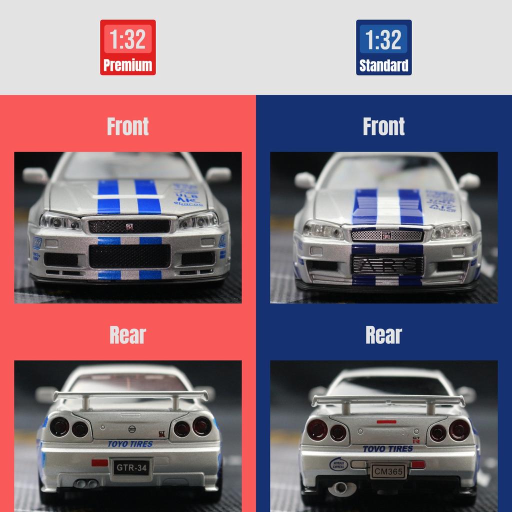 1/32 Nissan Skyline GTR R34 игрушечная модель автомобиля литая миниатюрная модель со звуком и светом инерционная коллекционная подарочная детская для мальчиков