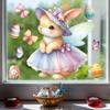 Easter 2026 Window Stickers Cute Angel Bunny Static Cling Decals for Bedroom Living Room Home Decor