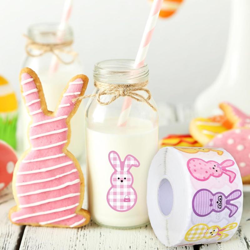 100-500 шт. Наклейки на Пасхального Кролика Рулон Милые Цветные Бумажные Наклейки с Кроликами 9 Дизайнов Узор Наклейки для Запечатывания Подарочной Упаковки
