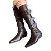 Модные высококачественные сапоги Wasteland Punk Y2k Gothic Style Vintage Motorcycles Western Boots для женщин Black Rivets Knee High Boots Shoes