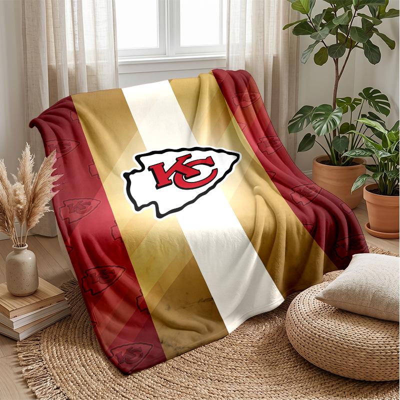 Kansas City Chiefs Flannel Fleece Blanket Cozy Warm Throw Blanket For Couch Bed Travel All Season Use