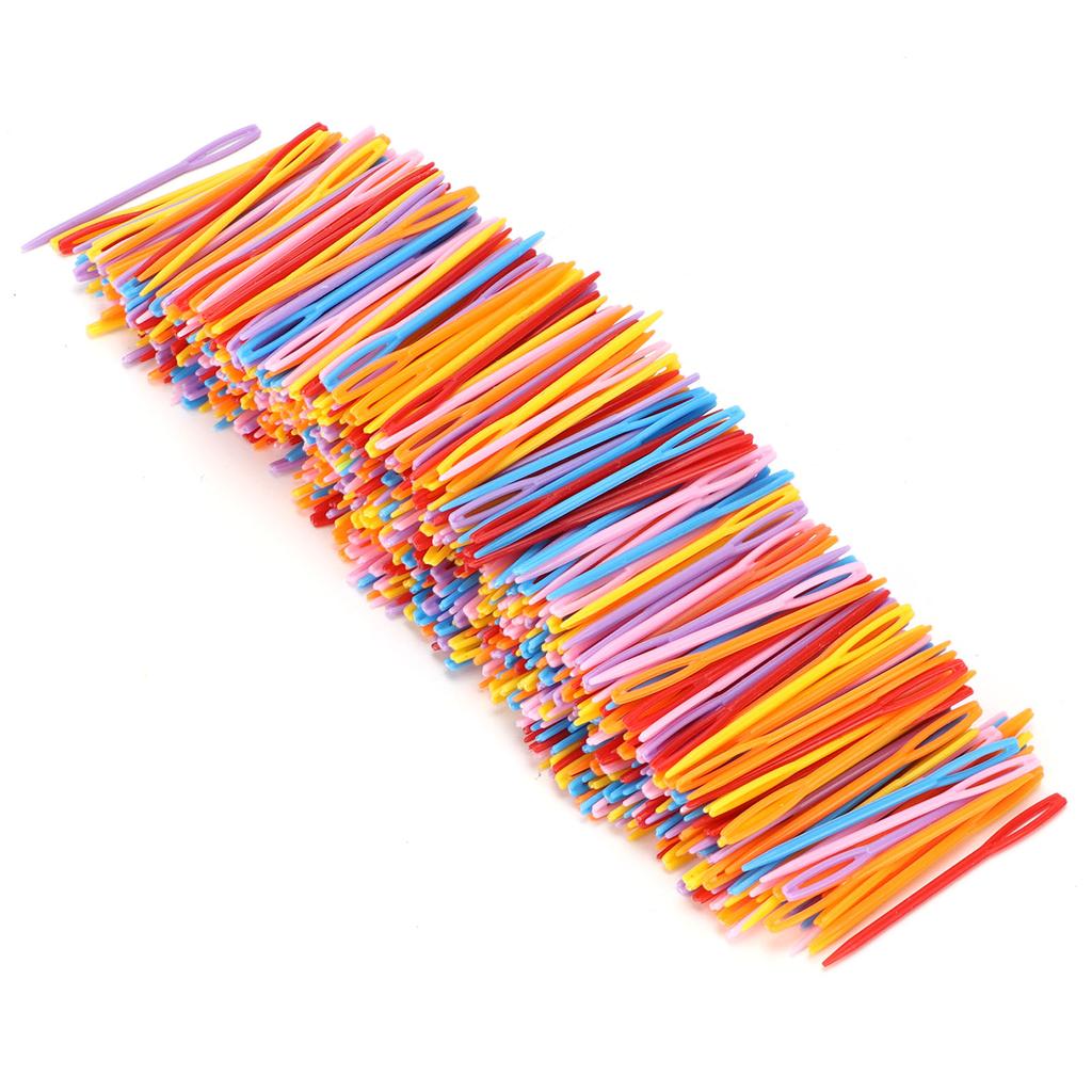 1000Pcs Plastic Sewing Needles Safety Big Eye Colorful Knitting Needle for Kids Crochet Darning