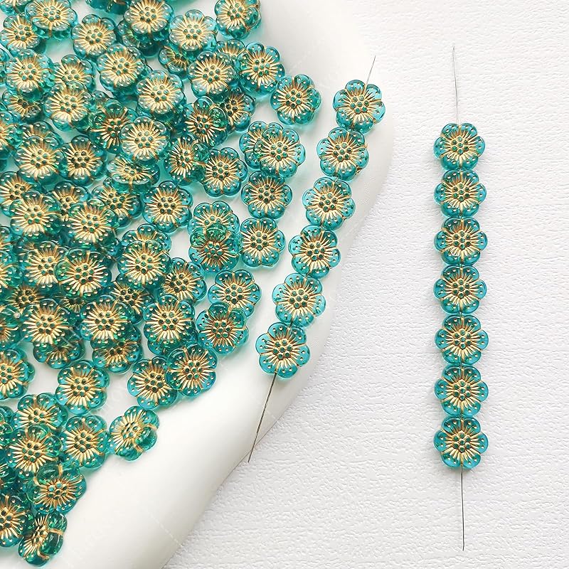 Harovo бусины цветы бусины микс антикварные бусины акриловые бусины декоративные бусины бусины ручная работа браслет серьги аксессуары части 100 штук аквамарин
