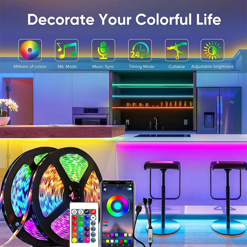 1–30 м светодиодная лента RGB 5 В USB Bluetooth APP и 24-кнопочный пульт дистанционного управления Гибкий свет для подсветки телевизора Спальня Декор для вечеринки