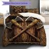 Viking Battle Axe Pattern Bedding Home Decoration Birthday Gift (1 * duvet cover + 2 * pillowcase, without core)