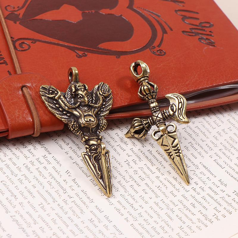 Buddhist Brass Ax Cross Vajra Pestle Diy Keychain Pendant Bracelet Necklace Decorative Handcraft Jewelry