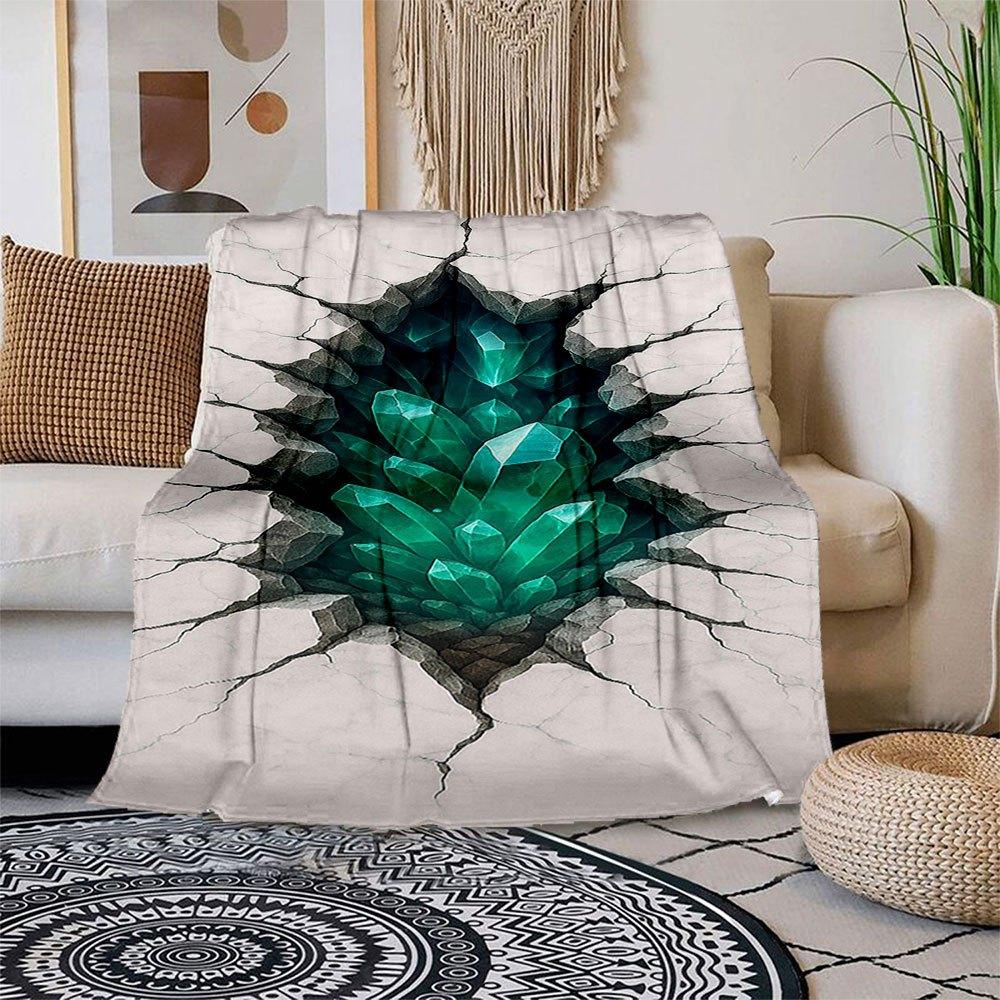 "Emerald Crystal Wall Art: A Glimmer of Nature's Beauty"Blanket Flannel Throw Blanket for Sofa, Bed, Travel, Camping, Office, Couch, Chair,