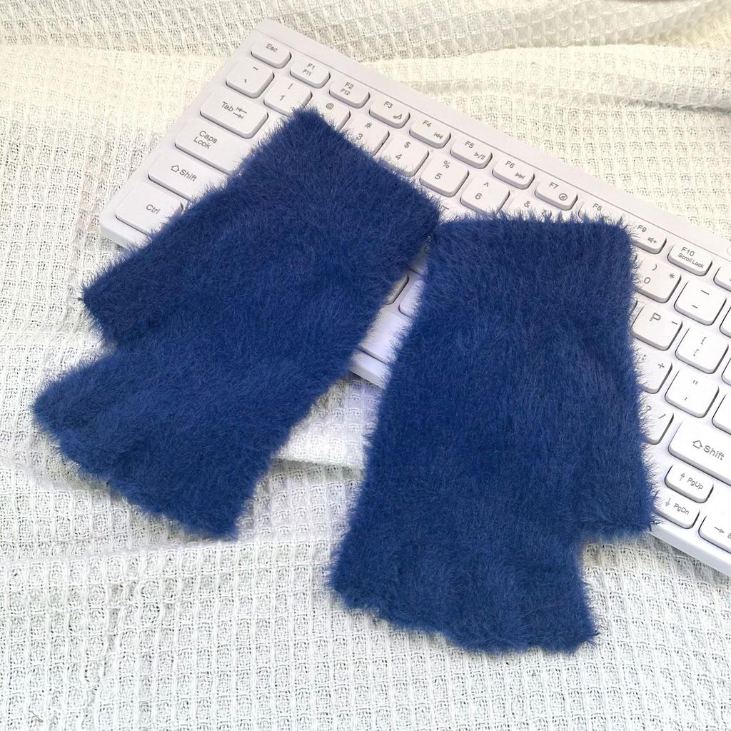 Вязаные толстые термальные перчатки с полупальцами для женщин и мужчин, зимние теплые шерстяные перчатки для вождения, перчатки без пальцев для сенсорных экранов