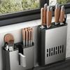 Кухонное хранение Подставка-тубус для палочек Настенная подвесная Без сверления Слив Алюминиевая клетка для палочек Хранение Кухонный органайзер