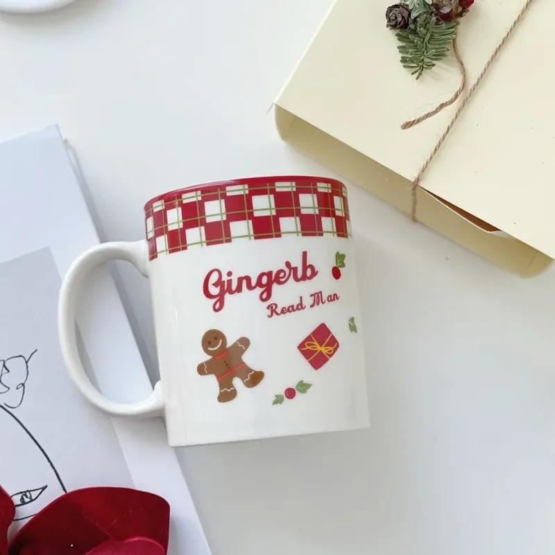 Рождественская керамическая посуда, кофейная кружка Санта-Клауса, креативная винтажная посуда, десертное блюдо, обеденная тарелка, тарелки с пряничным человечком