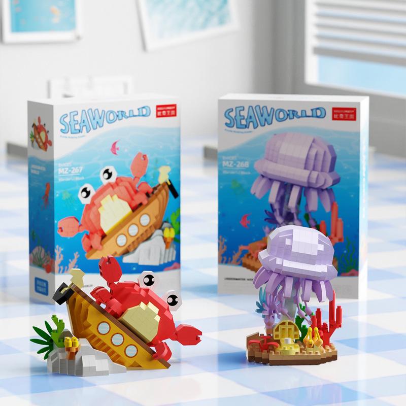 Совместимо с Lechaochao Lechuang Shark Model Marine Life Building Blocks Toy для детей