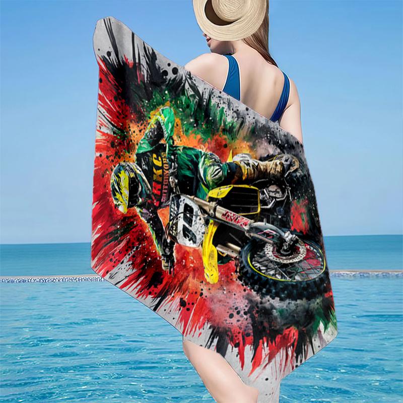 Motocross Rider In Action Beach Towel, Super Soft Microfiber, Gift for Her/Him, Birthday, for Pool, Beach, Travel, Home Decor Fan gifts
