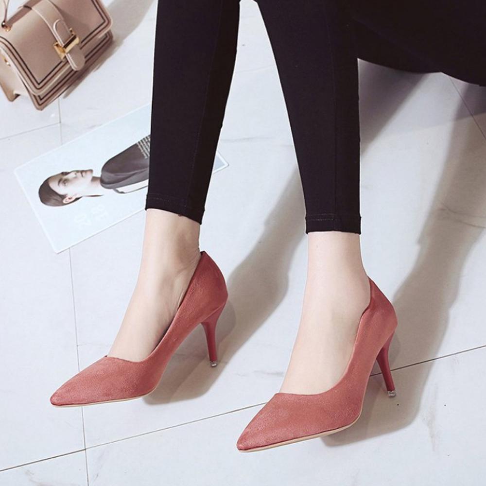 Large Size High Heels New Pointed Stiletto Suede Wild Four Seasons Single Shoes Female Tide