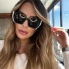 Fashion Cat Eye Wide Glasses Legs Sunglasses Women'S High-End Full-Frame Sunglasses Uv Protection