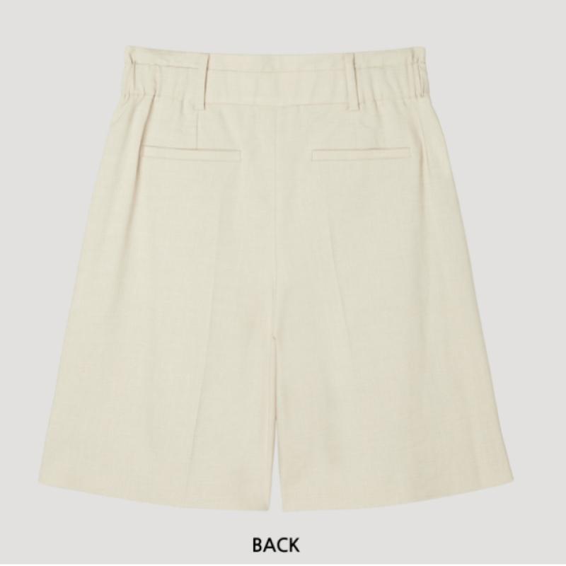 [ShS S miSS] Linen Blend Wide Half pantS SwwSpp22080