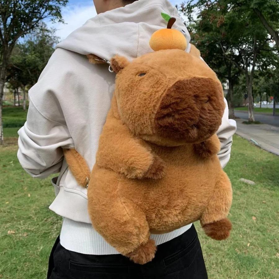 Capybara Plush Backpack Handbag Kawaii Fashion Plushie Doll Fur Bag Children's Bag Handbag Mini Knapsack Bag Gift for Girlfriend