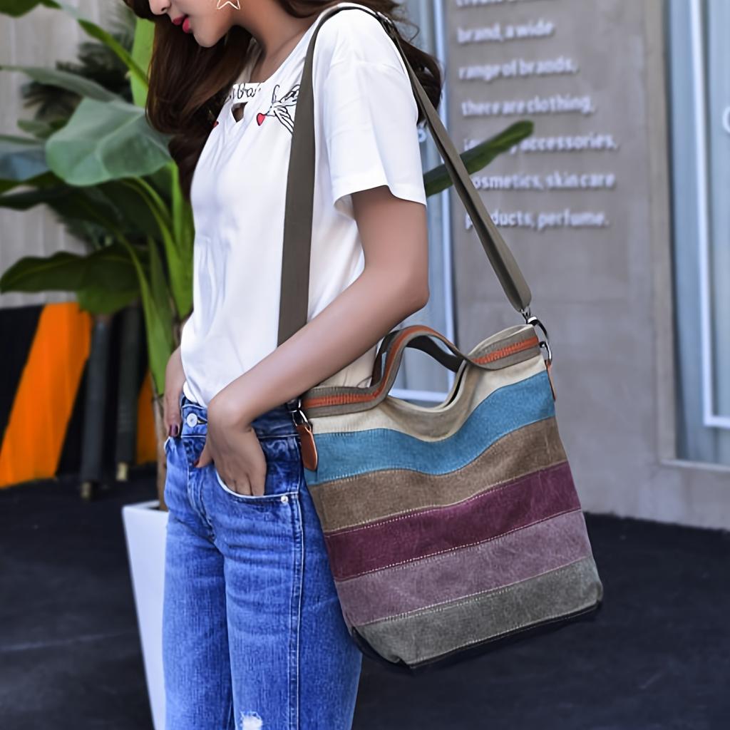 Женская сумка в стиле casual, простая холщовая сумка в литературном стиле, сумка через плечо, вместительная, многосекционная, сращиваемая