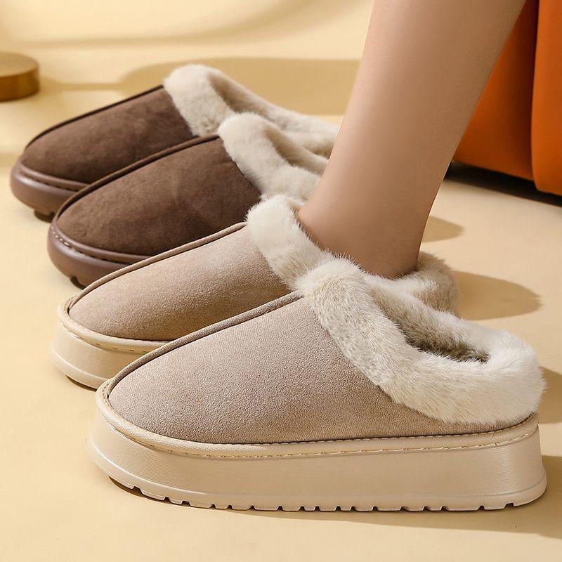 Домашние тапочки для женщин 2024 года, новые зимние повседневные теплые толстые нескользящие хлопковые тапочки с флисовой обувью для женщин