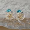 Набор из 2 пар серег-ракушек в виде морских звезд с нежными голубыми кристаллами и имитацией жемчуга для женщин, блестящие украшения холодного цвета