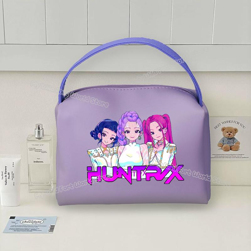 KPop Demon Hunters Handheld Make Up Bag Organizer for Women Portable Tracvel Cosmetics Handbag Waterproof Toiletry Makeup Bags
