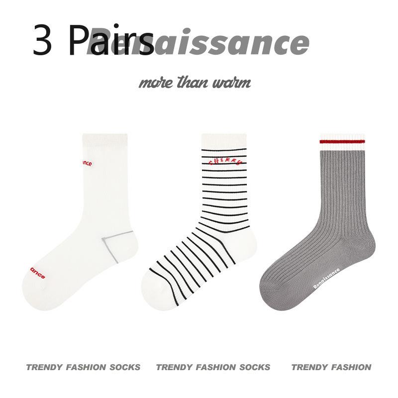 3 пары женских тонких спортивных носков-трубок из хлопка для весны и лета