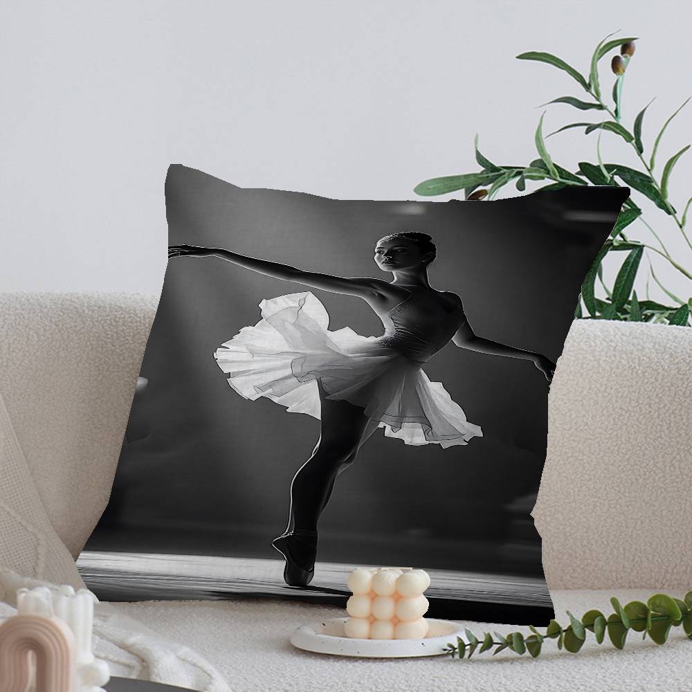 Black and White Ballet Girl Ballerina Cushion Cover Inches Farmhouse Decor Home Throw Pillow Covers for Couch Decorations