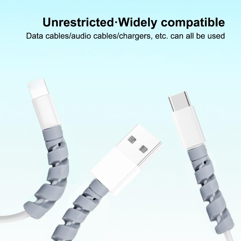 20 шт. Спиральная силиконовая защита для кабеля USB, прочный протектор для шнура, намотчик, предотвращает перегибы, для использования на компьютерном столе